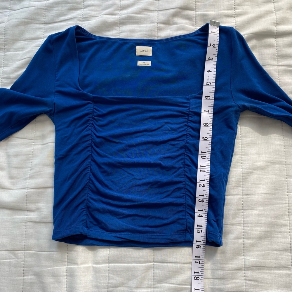 Wilfred Cobalt Blue Ruched Long-Sleeve Crop Top - Picture 8 of 8